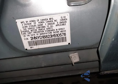 2003 Acura Mdx from USA, damaged, VIN 2HNYD18823H510576